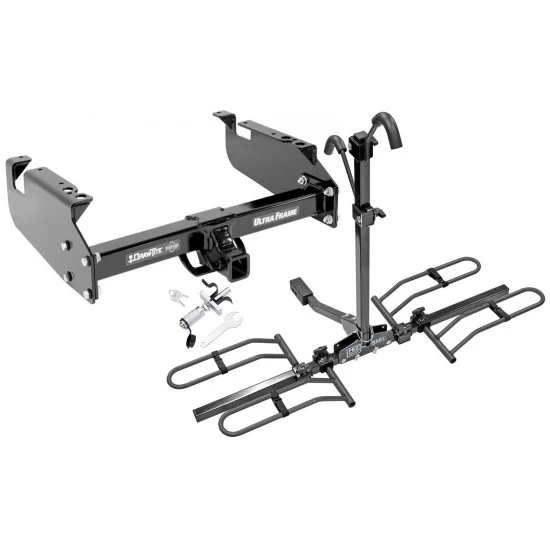 Trailer Tow Hitch For 99-21 Ford F-350 F-450 Cab & Chassis F-550 Super Duty All Models Platform Style 2 Bike Rack w/ Anti Rattle Hitch Lock