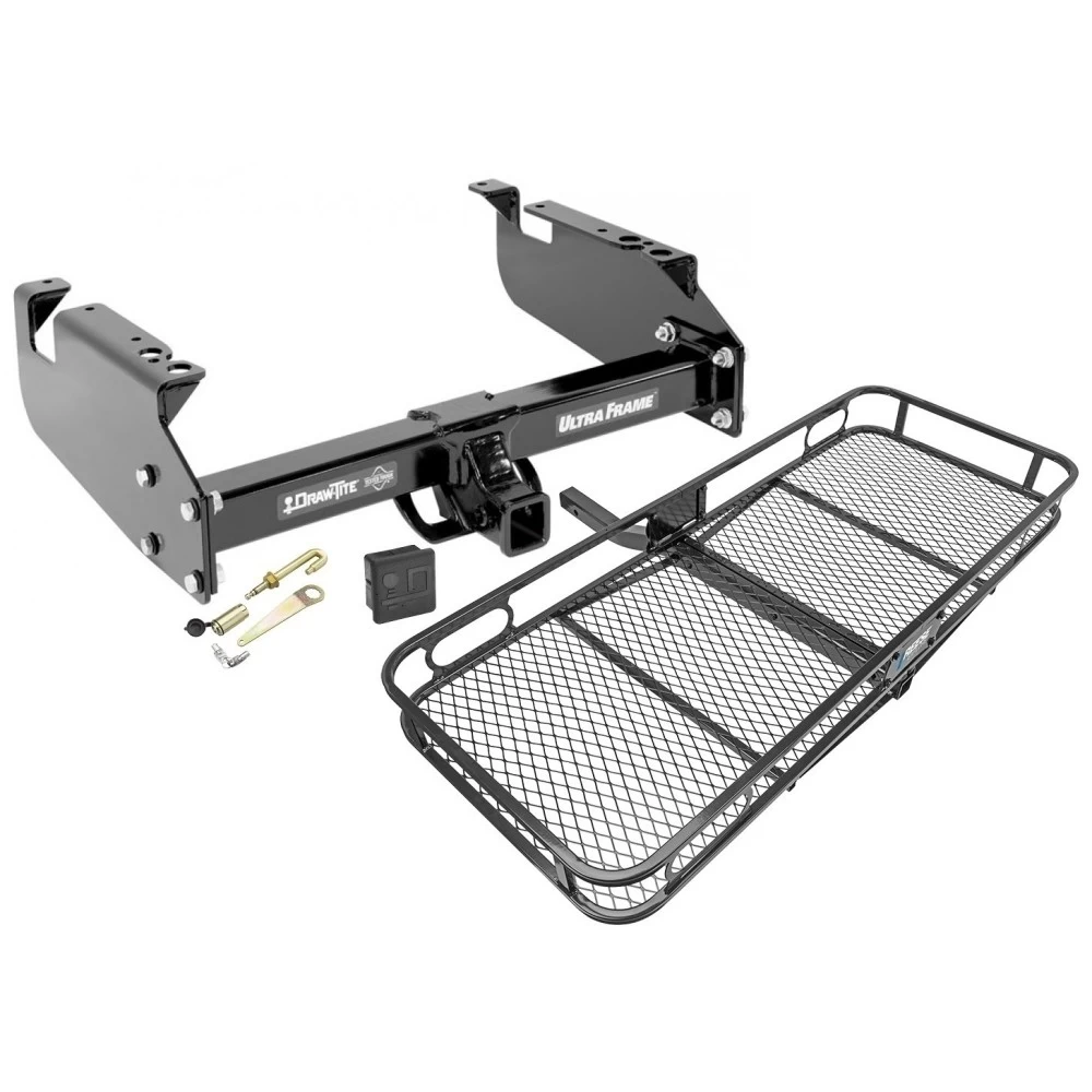 Trailer Tow Hitch For 99-21 Ford F-350 F-450 Cab & Chassis F-550 Super Duty All Models Basket Cargo Carrier Platform Hitch Lock and Cover