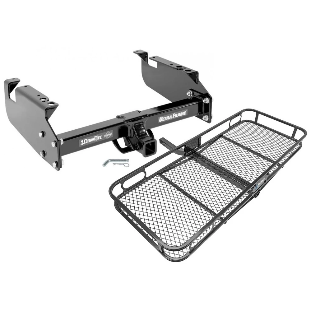Trailer Tow Hitch For 99-21 Ford F-350 F-450 Cab & Chassis F-550 Super Duty All Models Basket Cargo Carrier Platform w/ Hitch Pin