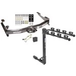 Trailer Tow Hitch w/ 4 Bike Rack For 01-10 Chevy Silverado GMC Sierra 2500 3500 HD 2007 Classic, 6-1/2 & 8 Foot Bed tilt away adult or child arms fold down carrier w/ Lock and Cover