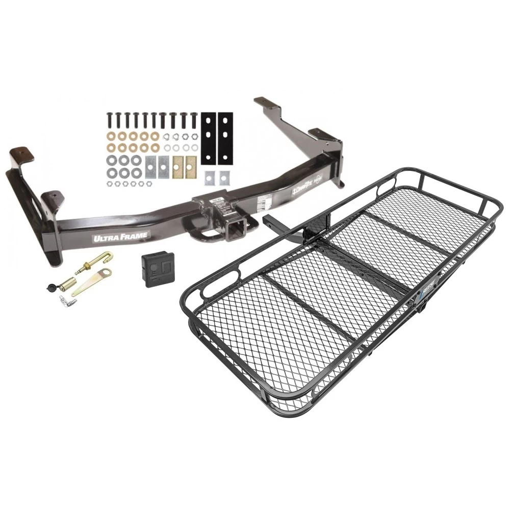 Trailer Hitch For 01-10 Chevy Silverado GMC Sierra 2500 3500 HD 2007 Classic, 6-1/2 & 8 Foot Bed Basket Cargo Carrier Platform Hitch Lock and Cover
