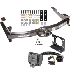 Class 5 13K Trailer Hitch w/ Wiring Kit For 01-10 Chevy Silverado GMC Sierra 2500 HD 3500 HD 07-07 Classic 7-Way Pin Blade RV 4-Flat Plug Harness Light w/ Bracket