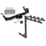 Trailer Tow Hitch w/ 4 Bike Rack For 00-14 Ford Econoline Van Except Shuttle Bus tilt away adult or child arms fold down carrier w/ Lock and Cover