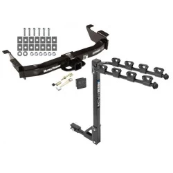 Trailer Tow Hitch w/ 4 Bike Rack For 00-14 Ford Econoline Van Except Shuttle Bus tilt away adult or child arms fold down carrier w/ Lock and Cover