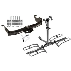 Trailer Tow Hitch For 00-14 Ford Econoline Van Except Shuttle Bus Platform Style 2 Bike Rack w/ Anti Rattle Hitch Lock