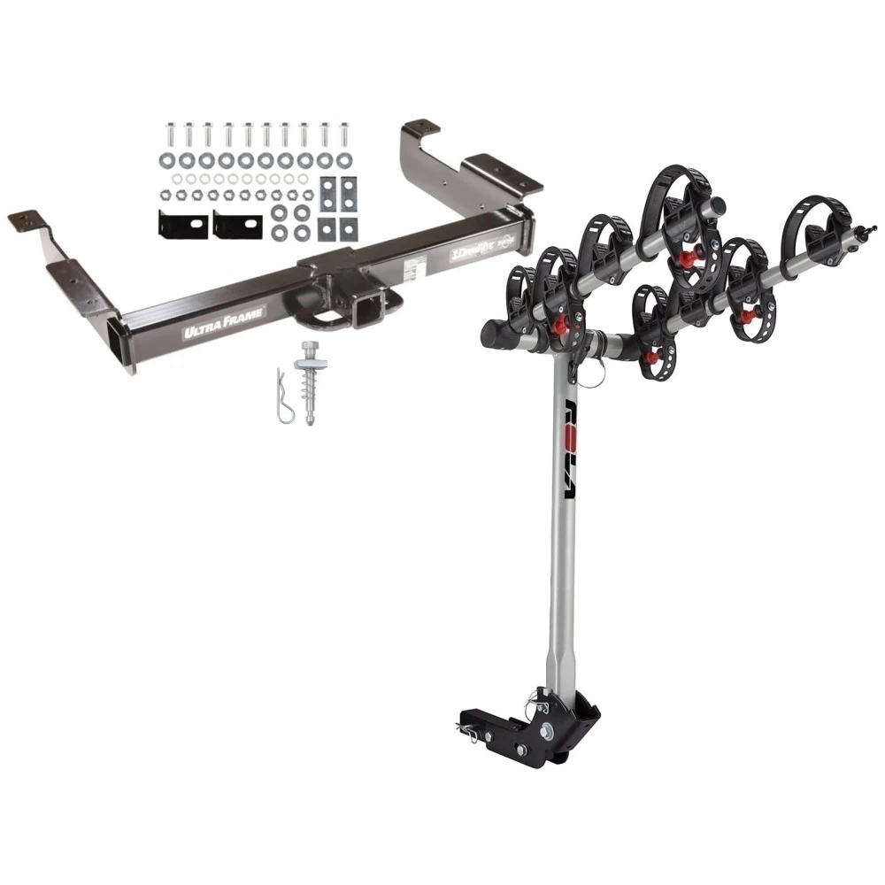 Trailer Tow Hitch For 96-27 Chevy Express GMC Savana Van Except Cutaway Models w/ 4 Bike Carrier Rack