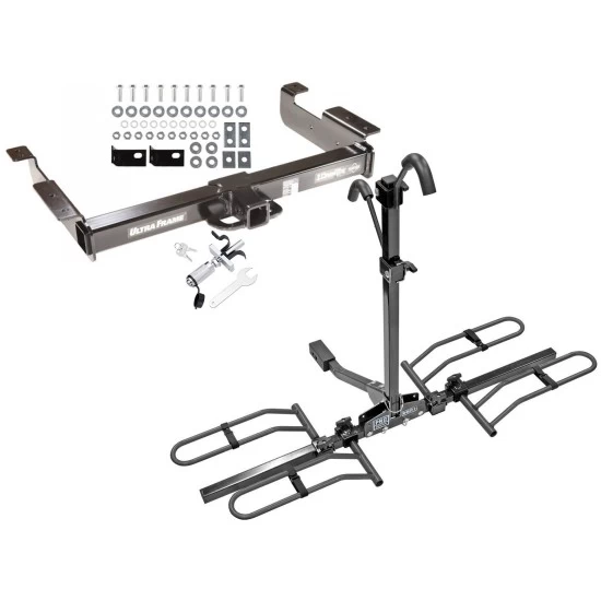 Trailer Tow Hitch For 96-27 Chevy Express GMC Savana Van Except Cutaway Models Platform Style 2 Bike Rack w/ Anti Rattle Hitch Lock