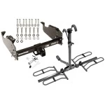 Trailer Hitch For 63-25 Chevy GMC Ford Dodge Ram w/ 34" or Cab & Chassis Frames Platform Style 2 Bike Rack w/ Anti Rattle Hitch Lock