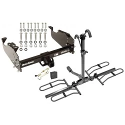 Trailer Hitch For 63-25 Chevy GMC Ford Dodge Ram w/ 34" or Cab & Chassis Frames Platform Style 2 Bike Rack Hitch Lock and Cover