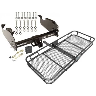 Trailer Hitch For 63-25 Chevy GMC Ford Dodge Ram w/ 34" or Cab & Chassis Frames Basket Cargo Carrier Platform Hitch Lock and Cover