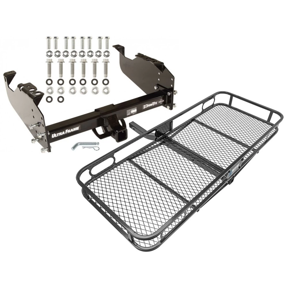 Trailer Hitch For 63-25 Chevy GMC Ford Dodge Ram w/ 34" or Cab & Chassis Frames Basket Cargo Carrier Platform w/ Hitch Pin