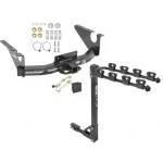 Trailer Tow Hitch w/ 4 Bike Rack For 09-18 Dodge Ram 1500 19-24 Classic Except OEM Hitch tilt away adult or child arms fold down carrier w/ Lock and Cover