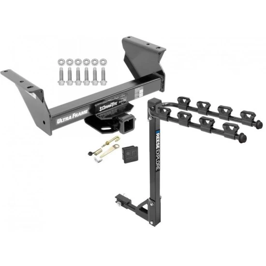 Trailer Tow Hitch w/ 4 Bike Rack For 13-24 Ram 4500 5500 All 3500 Cab & Chassis tilt away adult or child arms fold down carrier w/ Lock and Cover