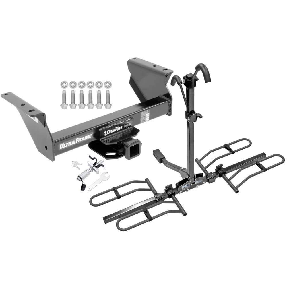 Trailer Tow Hitch For 13-24 Ram 4500 5500 All 3500 Cab & Chassis Platform Style 2 Bike Rack w/ Anti Rattle Hitch Lock