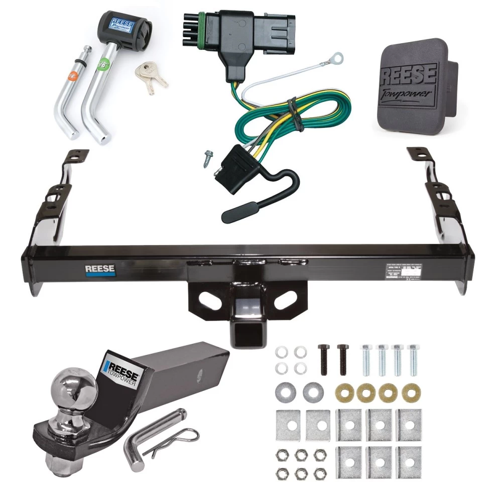 Reese Trailer Tow Hitch For 88-00 Chevy GMC C1500 C2500 C3500 K1500 K2500 K3500 PKG Deluxe Package w/ Wiring 2" Ball and Lock