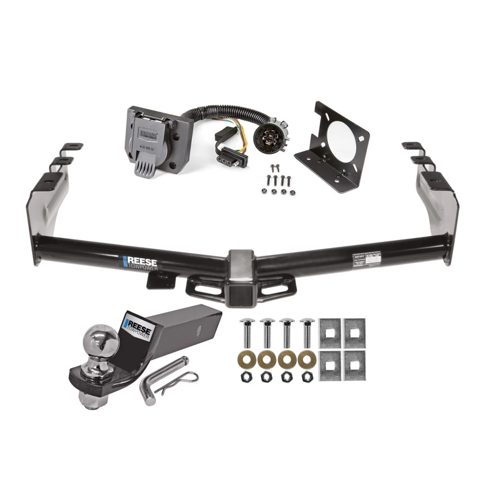Reese Trailer Tow Hitch For 99-13 Chevy Silverado GMC Sierra 1500 HD 99-04 2500 LD (07-07 Classic) Standard or Step Bumper Complete Package w/ Wiring and 2" Ball