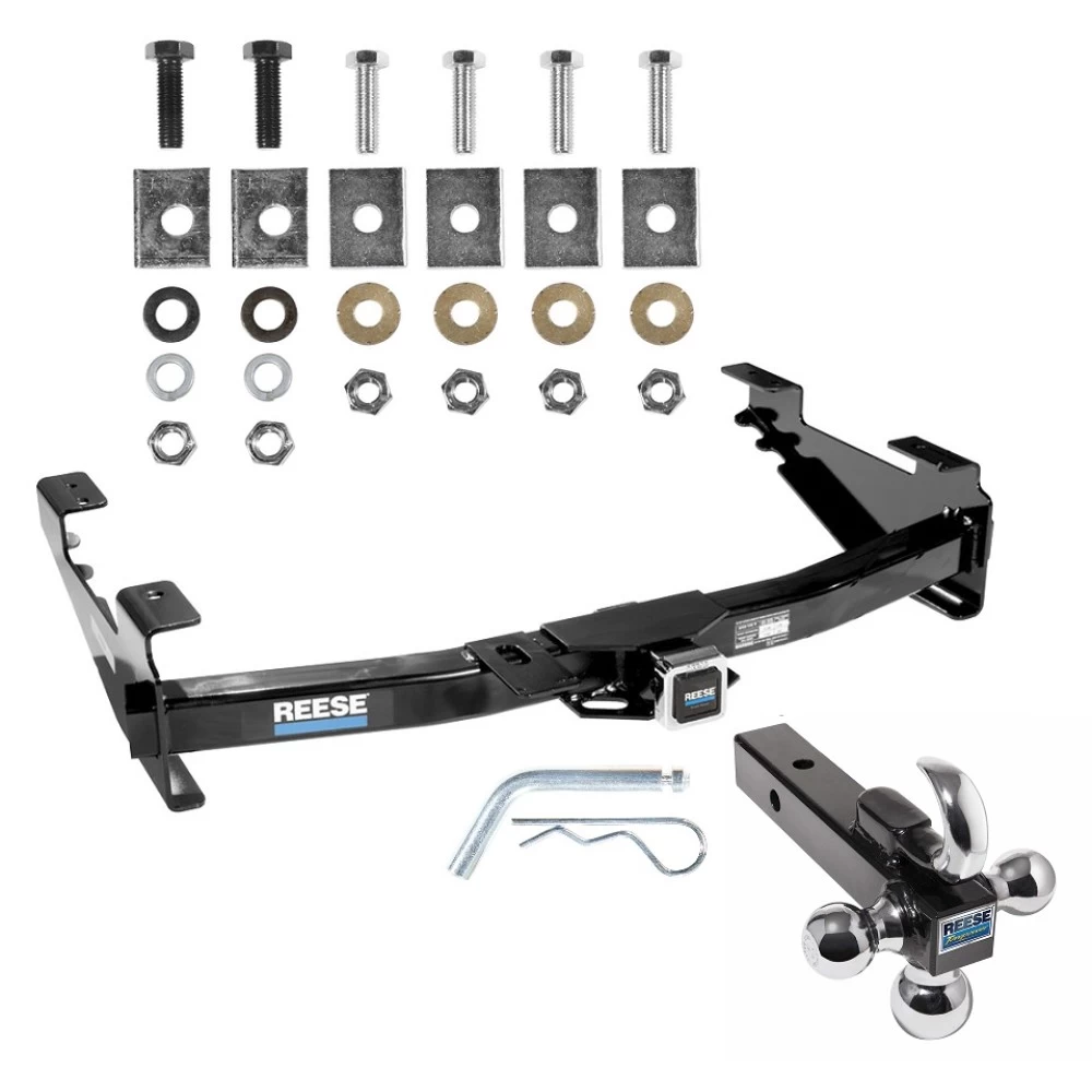 Reese Trailer Tow Hitch Receiver For 01-10 Chevy Silverado GMC Sierra 2500 3500 HD 2007 Classic, 6-1/2 & 8 Foot Bed w/Tri-Ball Triple Ball 1-7/8" 2" 2-5/16"