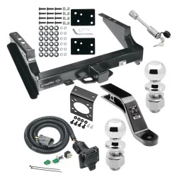 Class 5 Trailer Tow Hitch For 99-16 Ford F-250 F-350 F-450 Super Duty Standard Bed & Bumper w/ 7-Way Wiring 2-5/16" and 2" Ball 10" Long 5" Drop Draw Bar and Towing Lock and Bracket