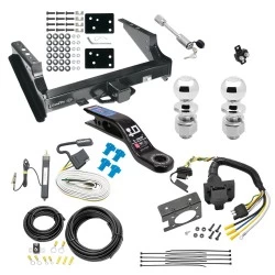Class 5 Trailer Tow Hitch For 99-16 Ford F-250 F-350 F-450 Super Duty Standard Bed & Bumper w/ 7-Way Wiring 2-5/16" and 2" Ball 10" Long 3" Drop Draw Bar and Towing Lock