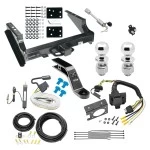 Class 5 Trailer Tow Hitch For 99-16 Ford F-250 F-350 F-450 Super Duty Standard Bed & Bumper w/ 7-Way Wiring 2-5/16" and 2" Ball 10" Long 5" Drop Draw Bar and Towing Lock