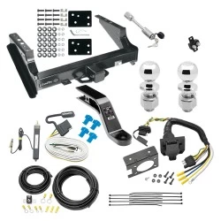 Class 5 Trailer Tow Hitch For 99-16 Ford F-250 F-350 F-450 Super Duty Standard Bed & Bumper w/ 7-Way Wiring 2-5/16" and 2" Ball 10" Long 5" Drop Draw Bar and Towing Lock