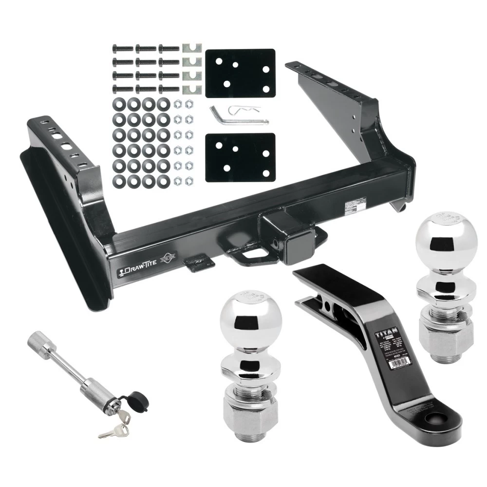 Class 5 Trailer Tow Hitch For 99-16 Ford F-250 F-350 08-16 F-450 Super Duty Standard Bed & Bumper w/ 2-5/16" and 2" Ball 10" Long 5" Drop Draw Bar and Towing Lock