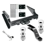Class 5 Trailer Tow Hitch For 99-16 Ford F-250 F-350 08-16 F-450 Super Duty Standard Bed & Bumper w/ 2-5/16" and 2" Ball 10" Long 5" Drop Draw Bar and Towing Lock