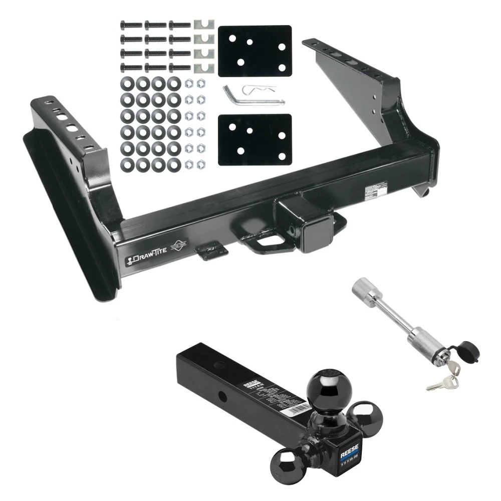 Class 5 Trailer Tow Hitch For 99-16 Ford F-250 F-350 08-16 F-450 Super Duty Standard Bed & Bumper w/ 1-7/8" 2" 2-5/16" Tri-Tow-Ball Mount and Towing Lock