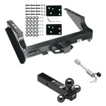 Class 5 Trailer Tow Hitch For 99-16 Ford F-250 F-350 08-16 F-450 Super Duty Standard Bed & Bumper w/ 1-7/8" 2" 2-5/16" Tri-Tow-Ball Mount and Towing Lock