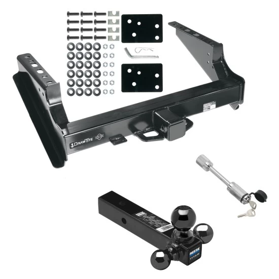 Class 5 Trailer Tow Hitch For 99-16 Ford F-250 F-350 08-16 F-450 Super Duty Standard Bed & Bumper w/ 1-7/8" 2" 2-5/16" Tri-Tow-Ball Mount and Towing Lock