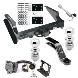 Class 5 Trailer Tow Hitch For 99-16 Ford F-250 F-350 F-450 Super Duty Standard Bed & Bumper w/ 7-Way Wiring 2-5/16" and 2" Ball 10" Long 5" Drop Draw Bar and Towing Lock