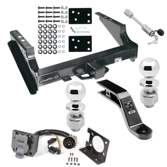 Class 5 Trailer Tow Hitch For 99-16 Ford F-250 F-350 F-450 Super Duty Standard Bed & Bumper w/ 7-Way Wiring 2-5/16" and 2" Ball 10" Long 5" Drop Draw Bar and Towing Lock