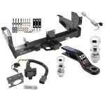 Class 5 Trailer Hitch w/ 7-Way Wiring Harness Kit For 03-09 Dodge Ram 2500 3500 w/ Factory Hitch w/ Tow Prep PKG 2-5/16" and 2" Ball 10" Long 3" Drop Draw Bar and Towing Lock