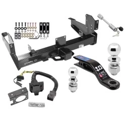 Class 5 Trailer Hitch w/ 7-Way Wiring Harness Kit For 03-09 Dodge Ram 2500 3500 w/ Factory Hitch w/ Tow Prep PKG 2-5/16" and 2" Ball 10" Long 3" Drop Draw Bar and Towing Lock