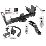 Class 5 Trailer Hitch w/ 7-Way Wiring Harness Kit For 03-09 Dodge Ram 2500 3500 w/ Factory Hitch w/ Tow Prep PKG 2-5/16" and 2" Ball 10" Long 5" Drop Draw Bar and Towing Lock