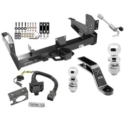 Class 5 Trailer Hitch w/ 7-Way Wiring Harness Kit For 03-09 Dodge Ram 2500 3500 w/ Factory Hitch w/ Tow Prep PKG 2-5/16" and 2" Ball 10" Long 5" Drop Draw Bar and Towing Lock