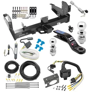 Class 5 Trailer Tow Hitch For 03-25 Dodge RAM 2500 3500 w/ 7-Way Wiring 2-5/16" and 2" Ball 10" Long 3" Drop Draw Bar and Towing Lock