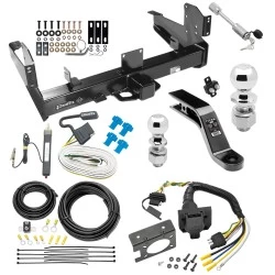 Class 5 Trailer Tow Hitch For 03-25 Dodge RAM 2500 3500 w/ 7-Way Wiring 2-5/16" and 2" Ball 10" Long 5" Drop Draw Bar and Towing Lock