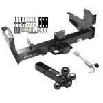 Class 5 Trailer Tow Hitch For 03-25 Dodge Ram 2500 3500 Except Cab & Chassis w/ 1-7/8" 2" 2-5/16" Tri-Tow-Ball Mount and Towing Lock