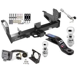 Class 5 Trailer Tow Hitch For 03-24 Dodge RAM 2500 3500 w/ 7-Way Wiring 2-5/16" and 2" Ball 10" Long 3" Drop Draw Bar and Towing Lock