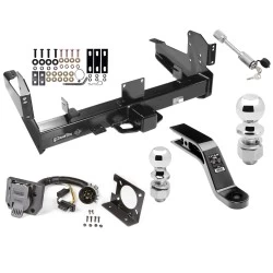 Class 5 Trailer Tow Hitch For 03-24 Dodge RAM 2500 3500 w/ 7-Way Wiring 2-5/16" and 2" Ball 10" Long 5" Drop Draw Bar and Towing Lock