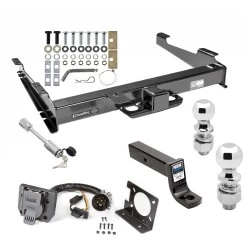 Class 5 Trailer Tow Hitch For 00-06 Chevy Suburban 00-06 GMC Yukon XL 2500 w/ 7-Way Wiring 2-5/16" and 2" Balls 5" Drop Mount and Towing Lock