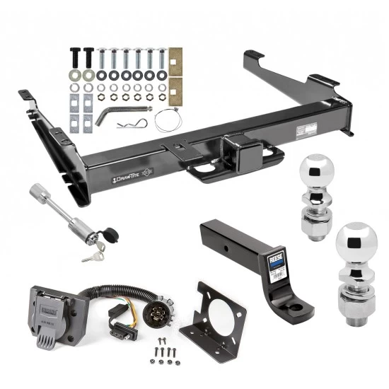 Class 5 Trailer Tow Hitch For 00-06 Chevy Suburban 00-06 GMC Yukon XL 2500 w/ 7-Way Wiring 2-5/16" and 2" Balls 5" Drop Mount and Towing Lock