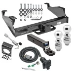 Class 5 Trailer Tow Hitch For 99-25 Ford F-350 F-450 F-550 Super Duty w/ 7-Way Wiring 2-5/16" and 2" Balls 3" Drop Mount and Towing Lock and Bracket For Models w/ Factory 4-Flat