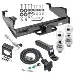 Class 5 Trailer Tow Hitch For 99-25 Ford F-350 F-450 F-550 Super Duty w/ 7-Way Wiring 2-5/16" and 2" Balls 5" Drop Mount and Towing Lock and Bracket For Models w/ Factory 4-Flat