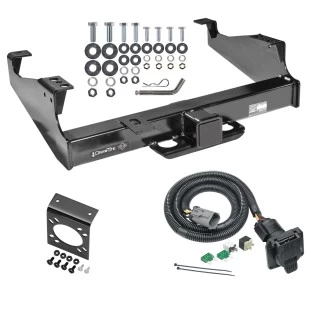 Class 5 Trailer Tow Hitch For 99-25 Ford F-350 F-450 F-550 Super Duty w/ 7-Way Wiring Harness and Bracket For Models w/ Factory 4-Flat