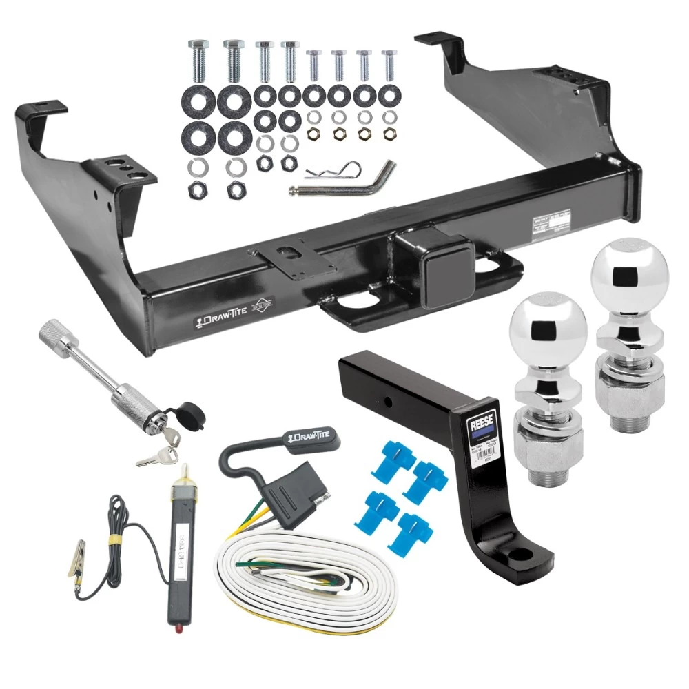 Class 5 Trailer Tow Hitch For 99-25 Ford F-350 F-450 F-550 Super Duty w/ 7-Way Wiring 2-5/16" and 2" Balls 7-3/4" Drop Mount and Towing Lock