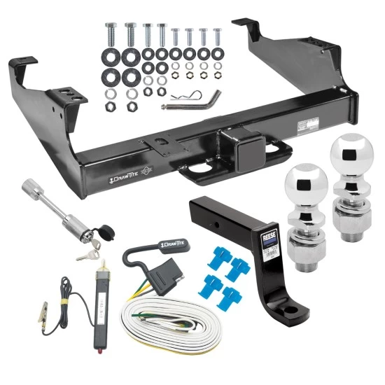 Class 5 Trailer Tow Hitch For 99-25 Ford F-350 F-450 F-550 Super Duty w/ 7-Way Wiring 2-5/16" and 2" Balls 7-3/4" Drop Mount and Towing Lock