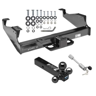 Class 5 Trailer Tow Hitch For 99-25 Ford F-350 F-450 F-550 Cab & Chassis w/ 1-7/8" 2" 2-5/16" Tri-Tow-Ball Mount and Towing Lock