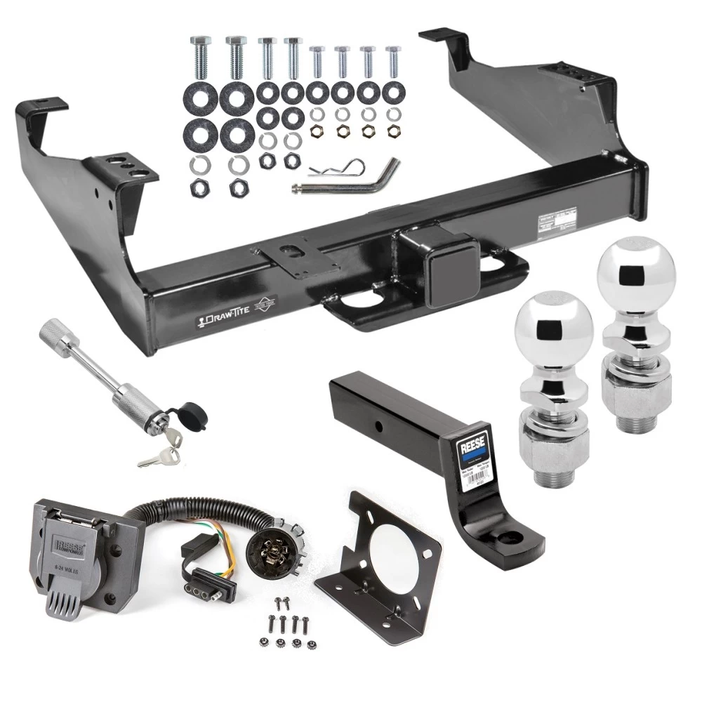 Custom Fit Trailer Hitch7-Way Wiring Harness (Plug & Play)5" Drop Ball Mount 2-5/16" and 2" Chrome Ball Dogbone Style Towing Lock Installation Hardware Installation Instructions 45516 74682 45123 63836 63830 63252 Draw-Tite Trailer To Class 5 Trailer Tow Hitch For 02-17 F-350 F-450 F-550 Super Duty Cab & Chassis w/ 7-Way Wiring 2-5/16" and 2" Balls 5" Drop Mount and Towing Lock